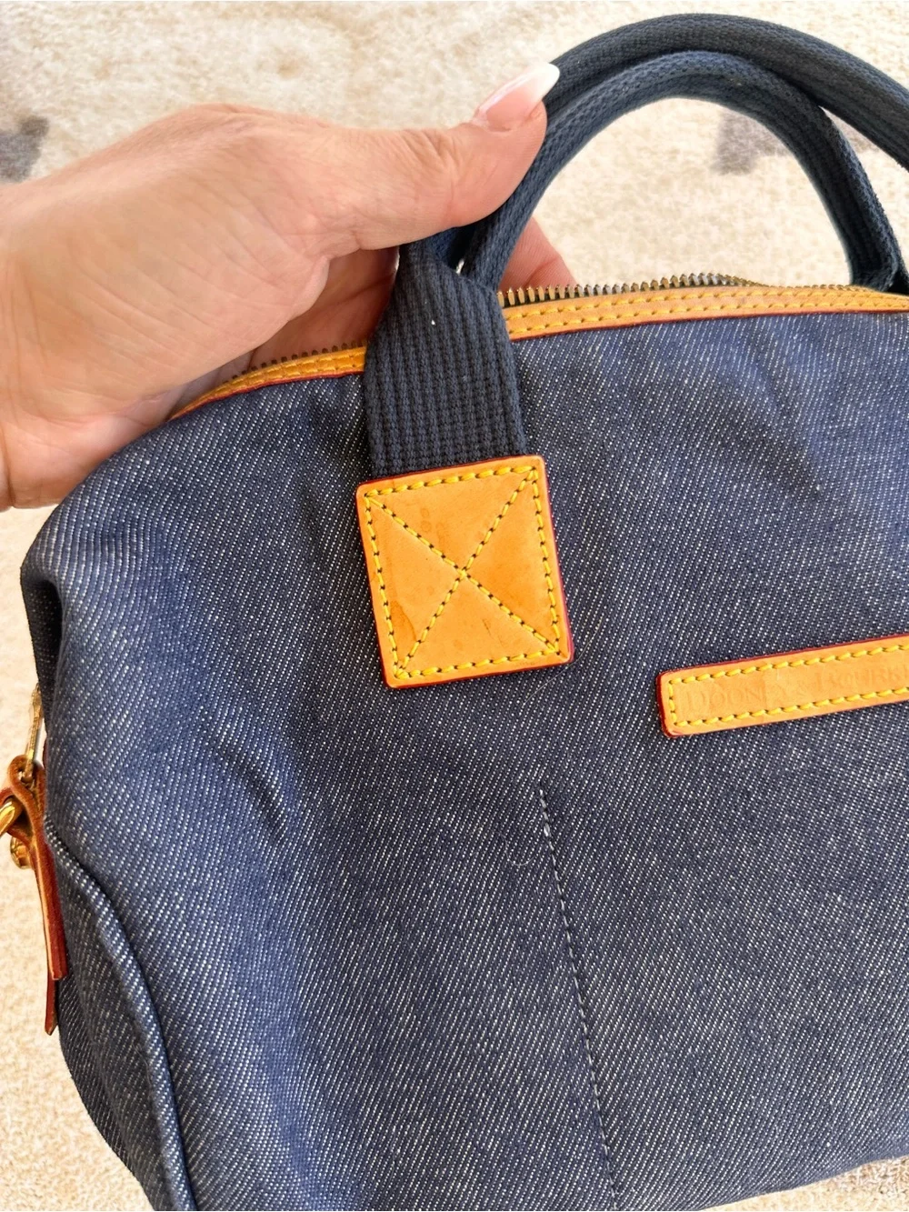 Vintage Navy Denim Crossbody Bag Dooney